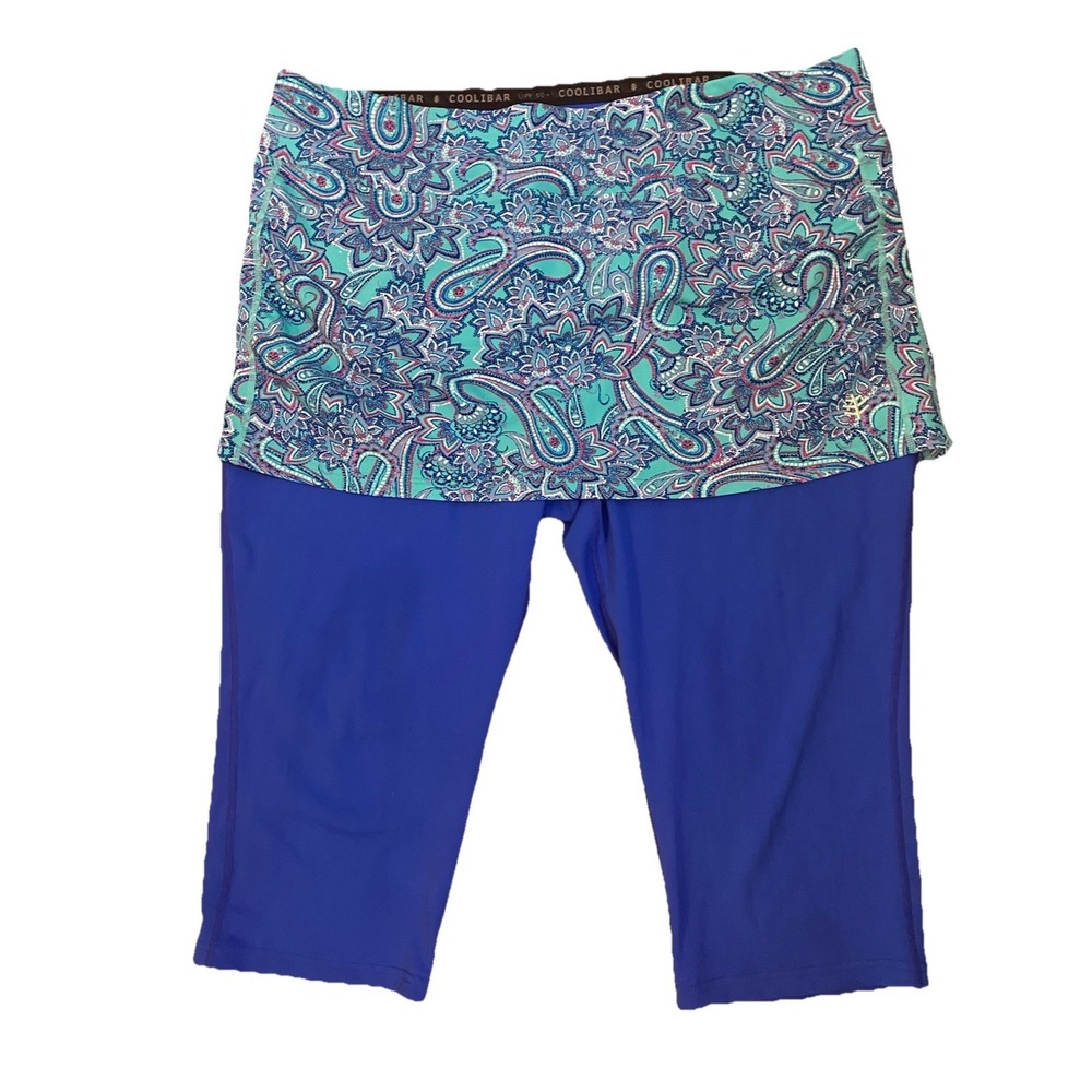 Coolibar UPF 50 UV Protection Skort Sz XXL Blue White Skirt Capri Leggings